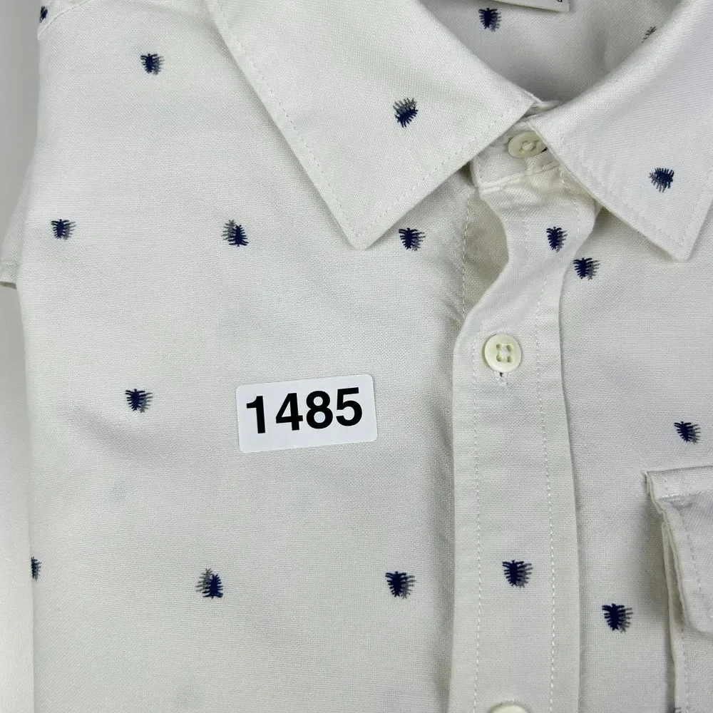 The North Face Men's White Tree‎ Print Cotton Long Sleeve Button-Up Shirt Large